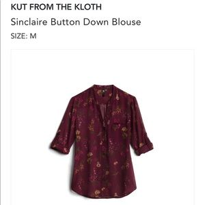 Sheer maroon button down blouse - Medium - Kut from Kloth